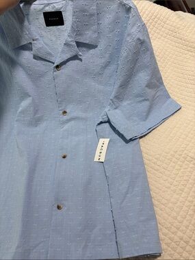 PacSun Pale Blue Short-Sleeve Camp Collar Button-Up Shirt